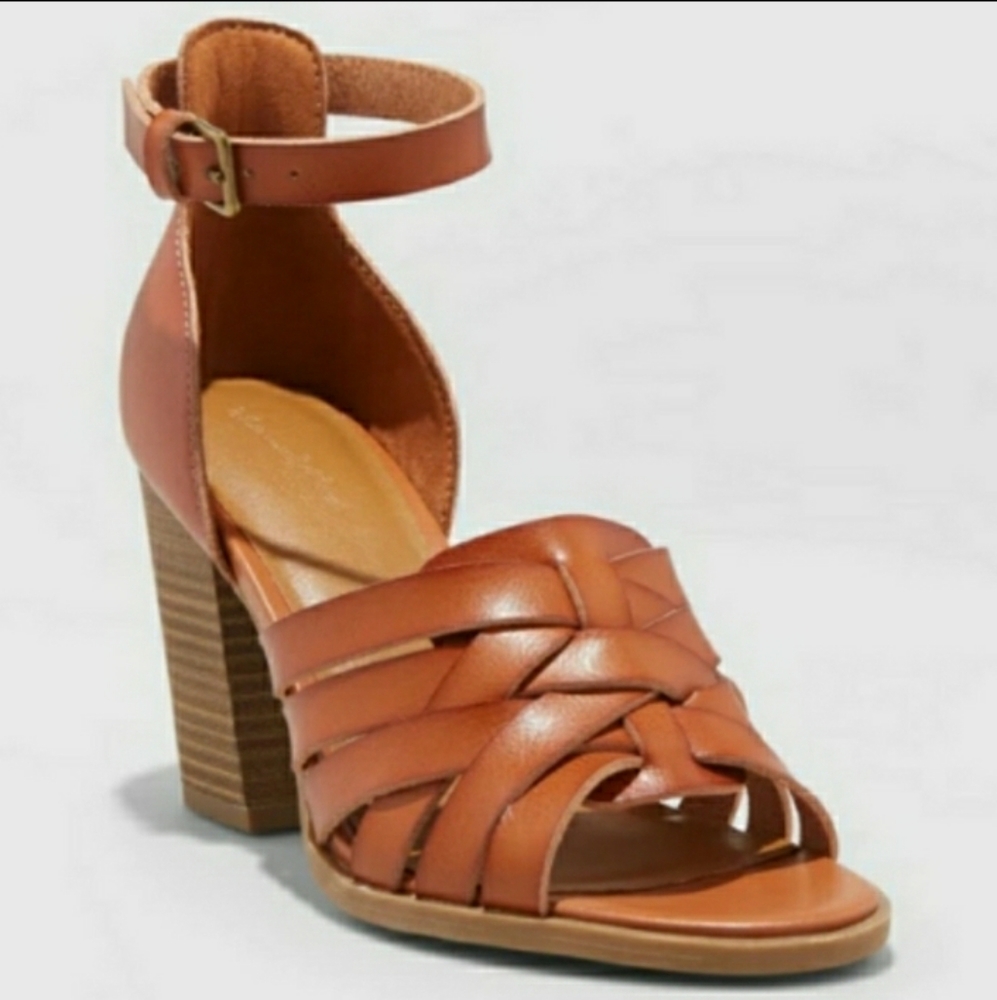 OPEN TOE STRAPPY BLOCK HEEL SANDALS PUMPS